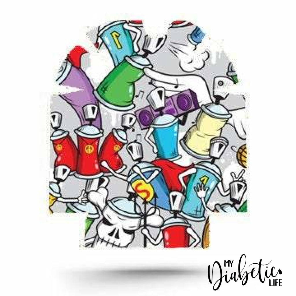 Graffiti Banksy's Cans - Omnipod Peel, skin and Decal, insulin pump sticker - MyDiabeticLife