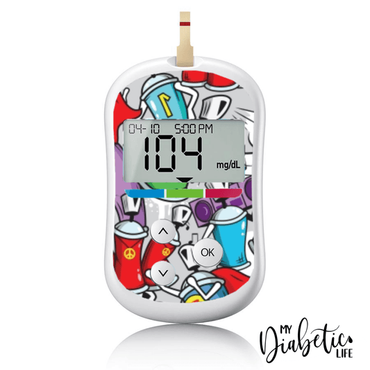 Graffiti Cans - One Touch Verio Flex Peel, skin and Decal, glucose meter sticker - MyDiabeticLife