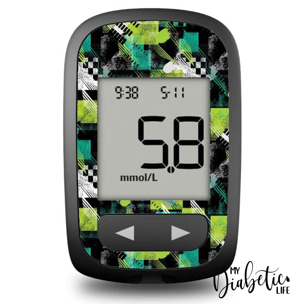 Green Grunge - Accu-Chek Guide Me Peel Skin And Decal Glucose Meter Sticker