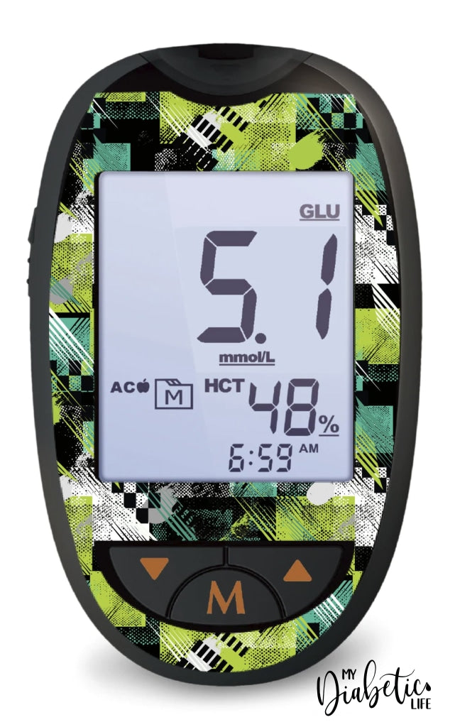Green Grunge - Glucokey Connect Peel Skin And Decal Glucose Meter Sticker
