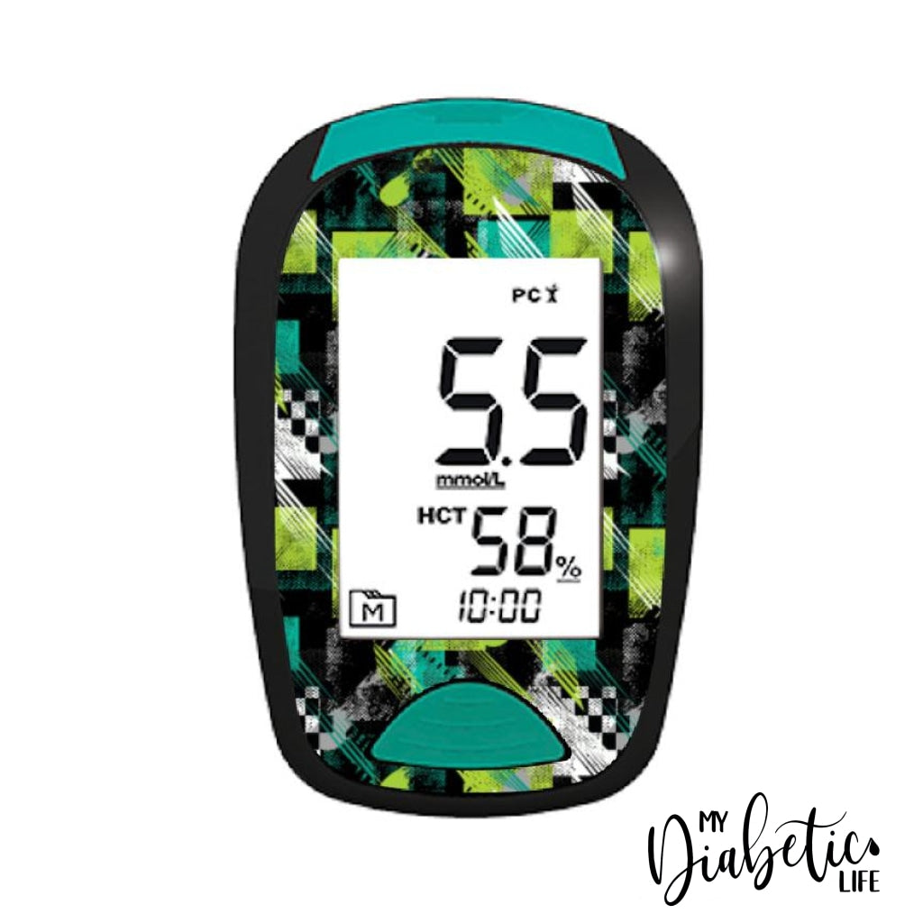 Green Grunge - Lifesmart Two Plus Peel Skin And Decal Glucose Meter Sticker Twoplus