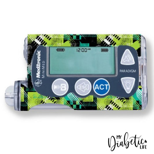 Green Grunge - Medtronic Paradigm Series 7 Skin And Decal Insulin Pump Sticker