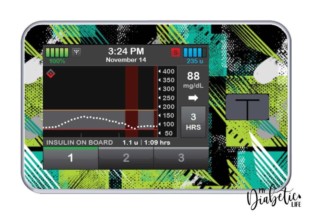 Grunge - Tandem Tslim x2 Pump Peel, skin and Decal, insulin pump sticker - MyDiabeticLife