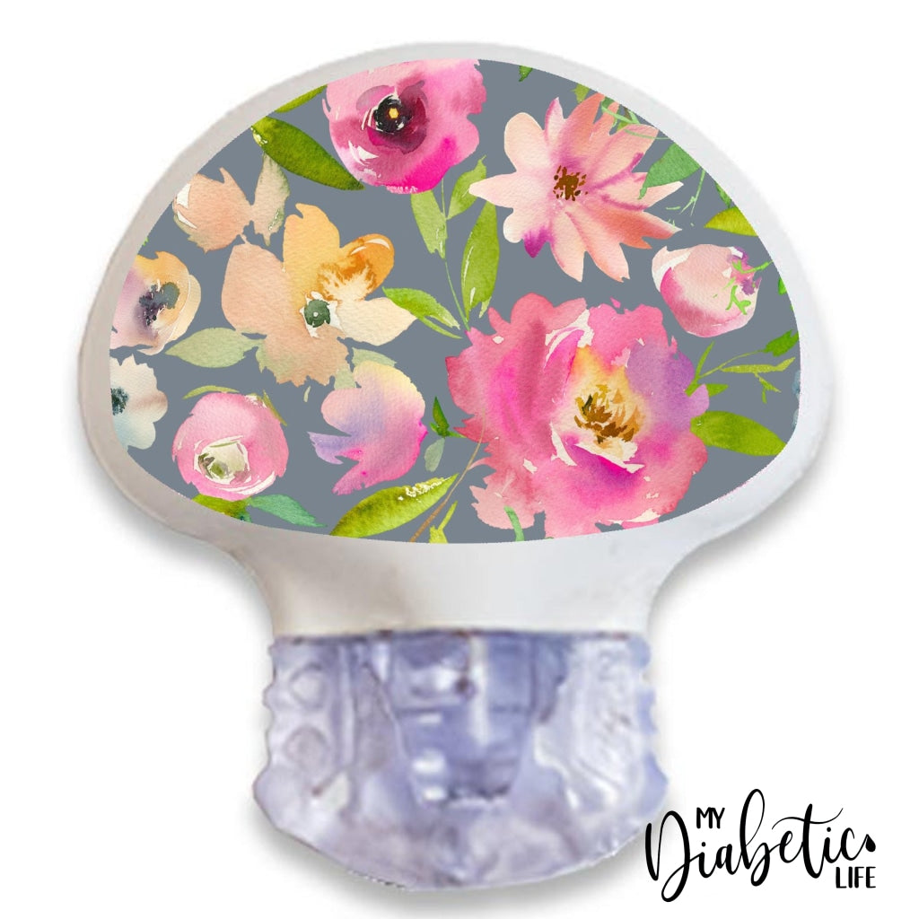 Gray Floral - Medtronic Enlite Peel, skin and Decal, cgm sticker - MyDiabeticLife
