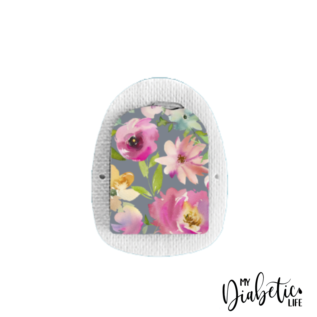 Grey Florals - Omnipod Peel, skin and Decal, insulin pump sticker - MyDiabeticLife