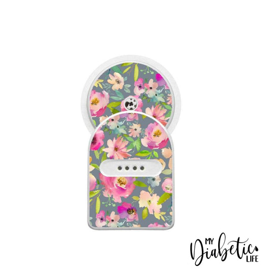 Greys Floral- Maio Maio 1 & Libre Peel, skin and Decal, fgm/cgm sticker - MyDiabeticLife