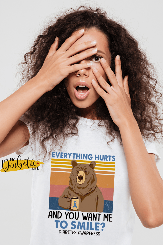Grumpy Bear - Everything hurts - Basic t-shirt, Unisex Graphic Diabetes Tee - MyDiabeticLife