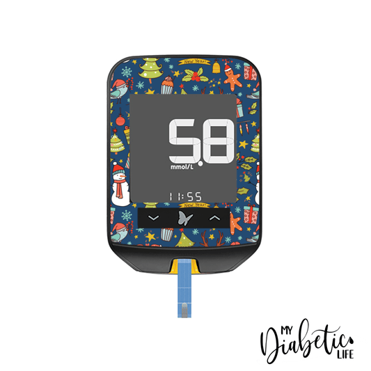 Happy Holidays - Freestyle Optium Neo Peel, skin and Decal, glucose meter sticker - MyDiabeticLife