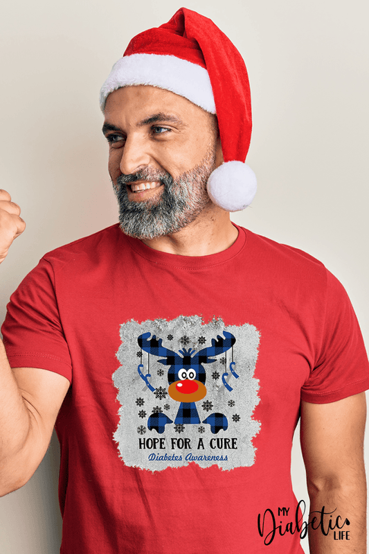 Hope for a cure reindeer - Basic t-shirt, Unisex Graphic Diabetes Tee - MyDiabeticLife