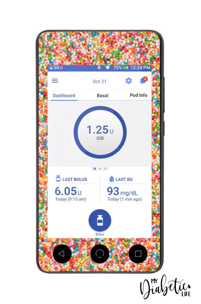 Sprinkles - Omnipod Dash, skin and Decal, glucose meter sticker - MyDiabeticLife