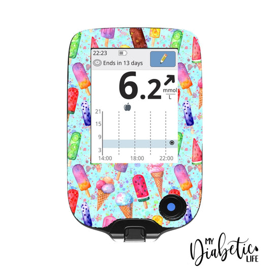 Ice Creamery- Freestyle Libre + Sensor Peel Skin And Decal Glucose Meter Sticker Freestyle