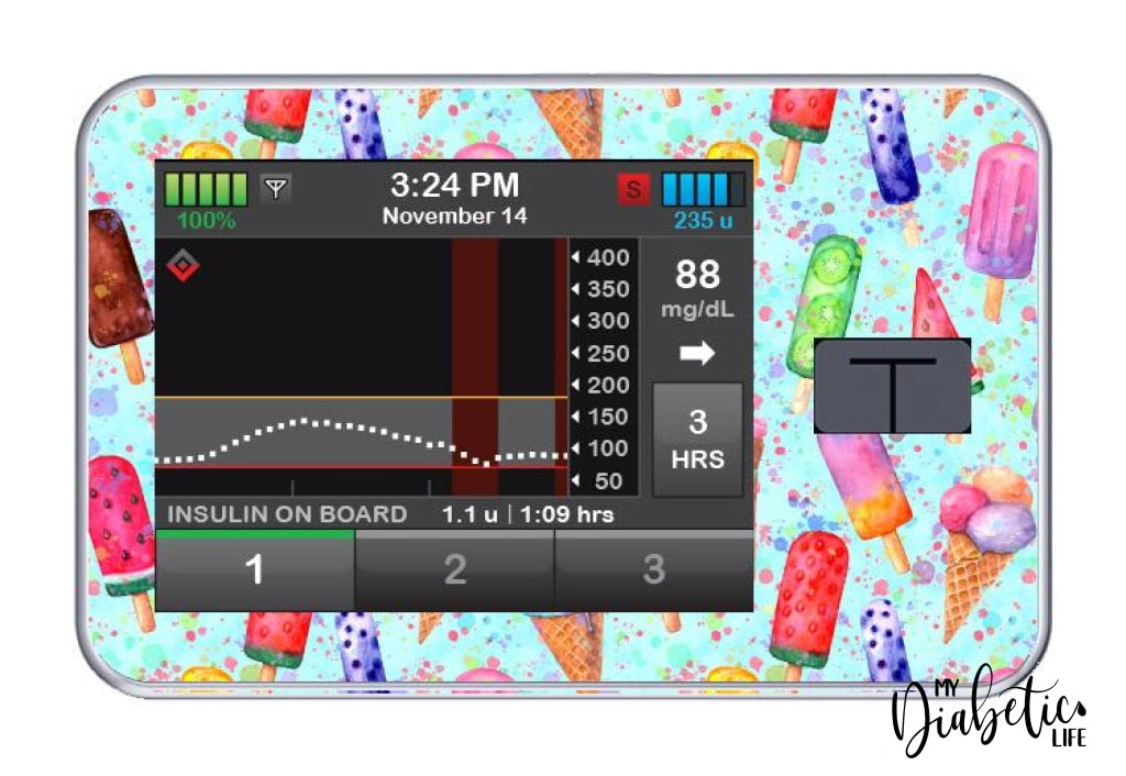 Ice Creamery - Tandem Tslim X2 Pump Peel Skin And Decal Insulin Pump Sticker T:slim