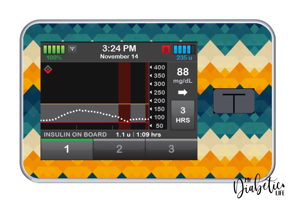 Geo Incan Blanket - Tandem Tslim x2 Pump Peel, skin and Decal, insulin pump sticker - MyDiabeticLife