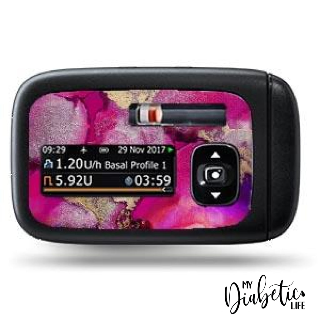 Ink Swirl Pink - Accu-Chek Insight Peel Skin And Decal Insulin Pump Sticker Accu-Chek