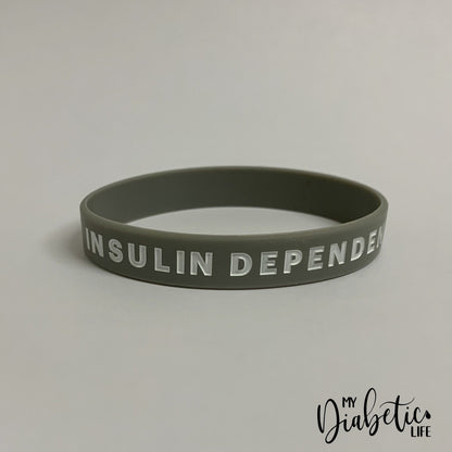 Insulin Dependent Medical Id Wristband Grey