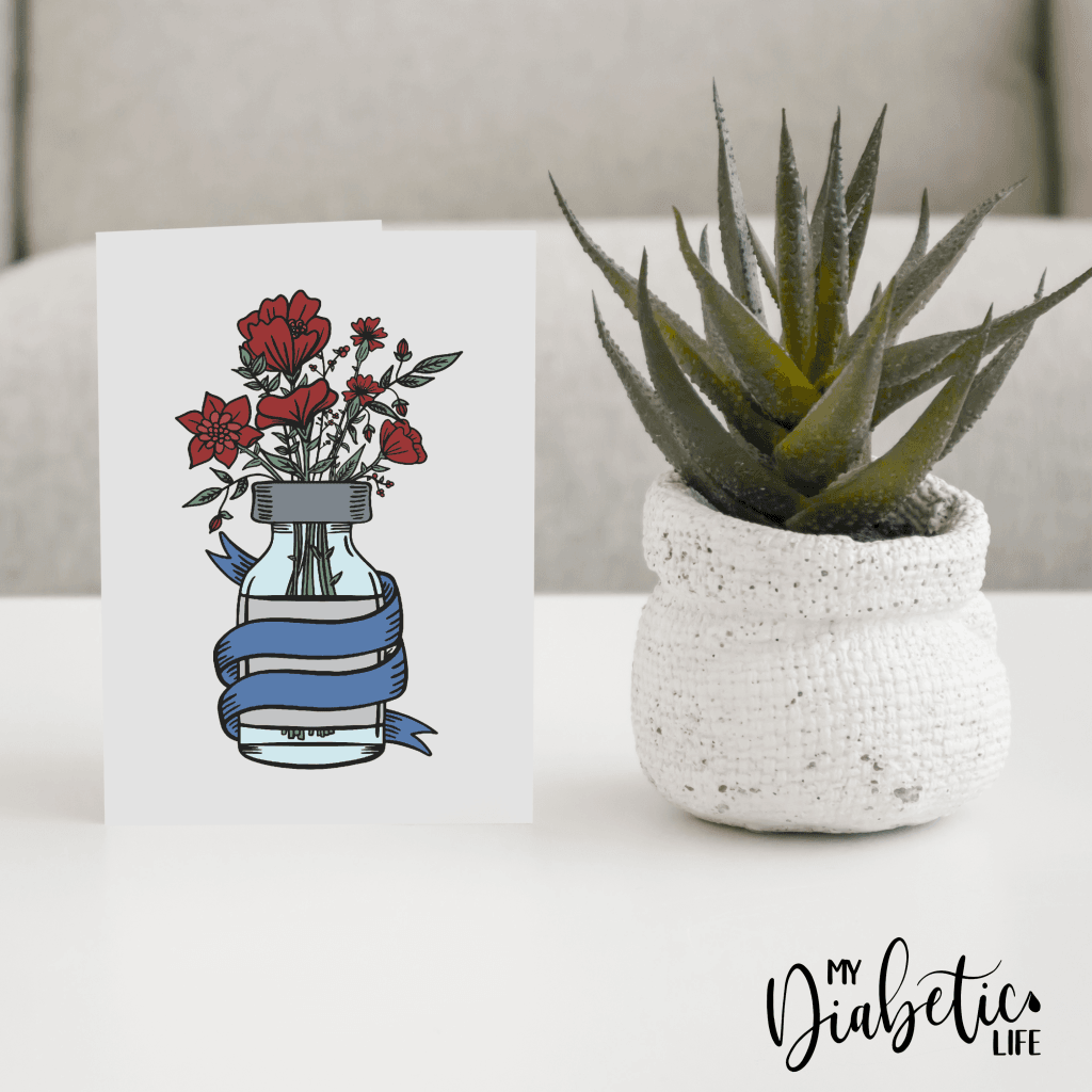 Insulin Vial Flower Vase - Diabetes Awareness Greeting Card