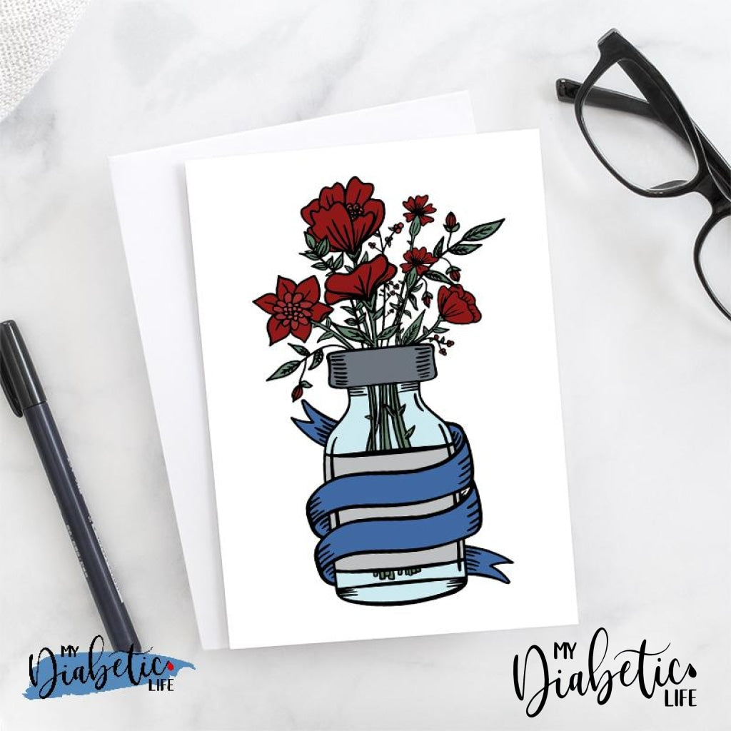 Insulin Vial Flower Vase - Diabetes Awareness Greeting Card - MyDiabeticLife