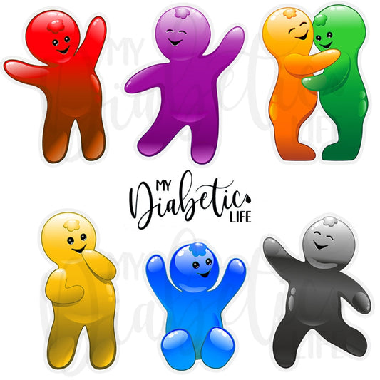 Jelly Baby's - Diabetes sticker sheet - MyDiabeticLife