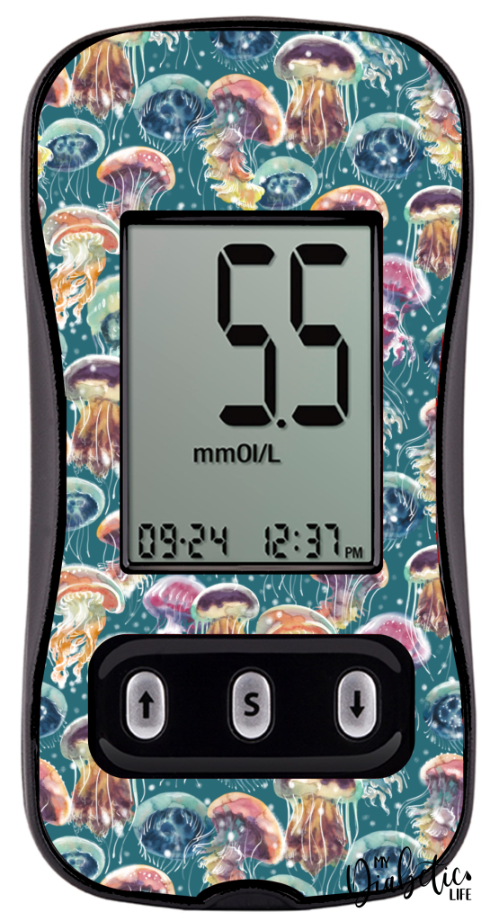 Jellyfish - Caresens N, skin and Decal, glucose meter sticker - MyDiabeticLife