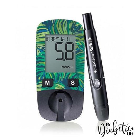 Jungle Leaves - Accu-chek Active Peel, skin and Decal, glucose meter sticker - MyDiabeticLife