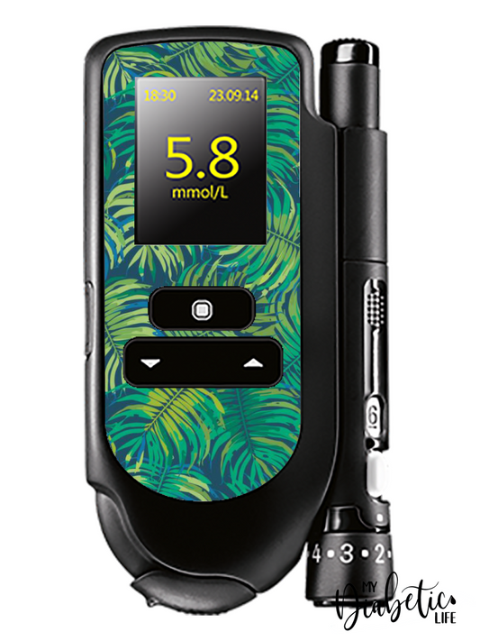 Jungle Leaves - Accu-chek Mobile Peel, skin and Decal, glucose meter sticker - MyDiabeticLife