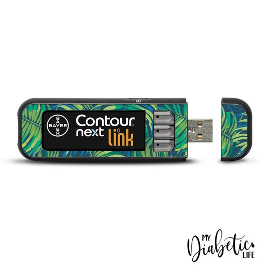 Jungle Leaves - Contour Next Link USB Peel, skin and Decal, Glucose meter sticker - MyDiabeticLife