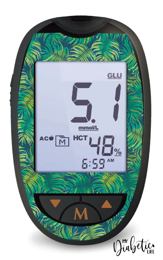 Jungle Leaves - Glucokey Connect Peel Skin And Decal Glucose Meter Sticker