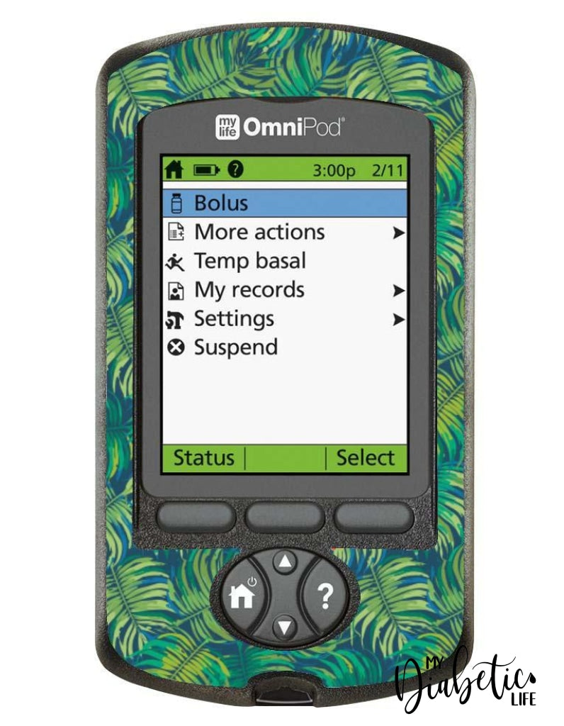 Jungle Leaves - Omnipod Pdm Skin And Decal Glucose Meter Sticker