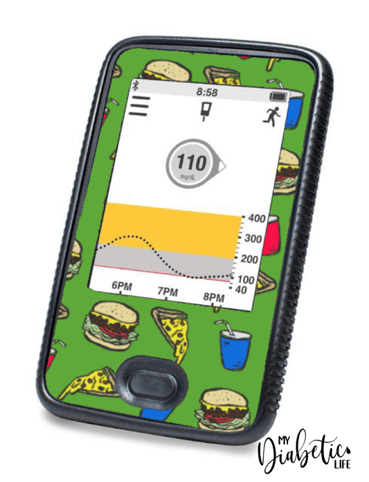 Junk Food - Dexcom G6 Peel, skin and Decal, glucose meter sticker - MyDiabeticLife