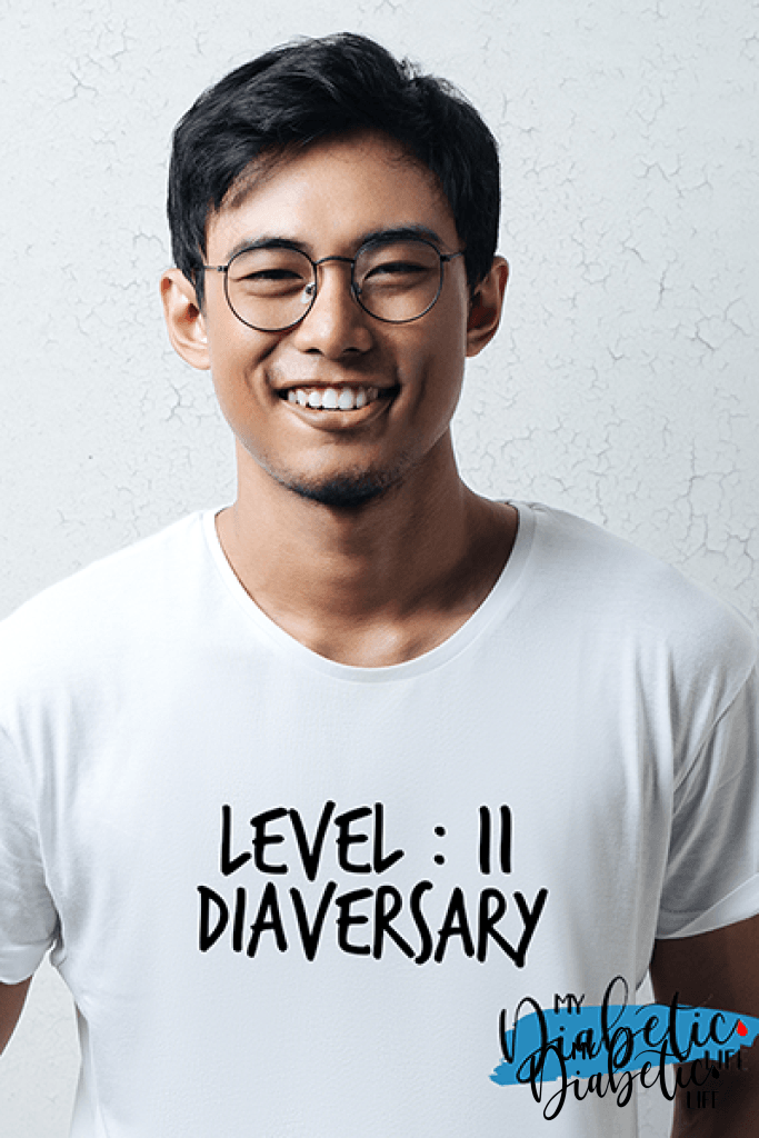 Level # Diaversary - diabetes awareness, medical, type1 diabetic, Basic White tshirt, Unisex Graphic Diabetes Tee - MyDiabeticLife