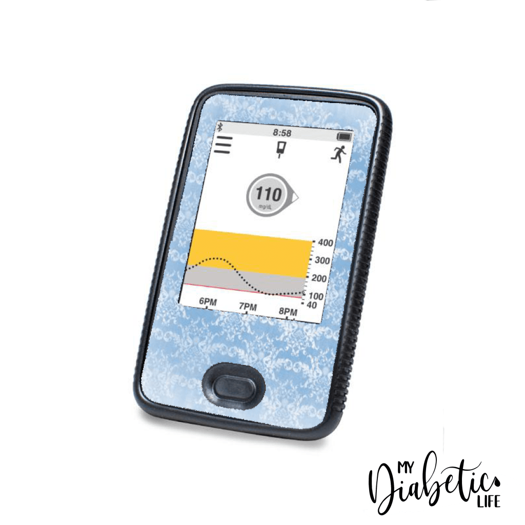 Light Blue Damask - Dexcom G6 Peel, skin and Decal, glucose meter sticker - MyDiabeticLife