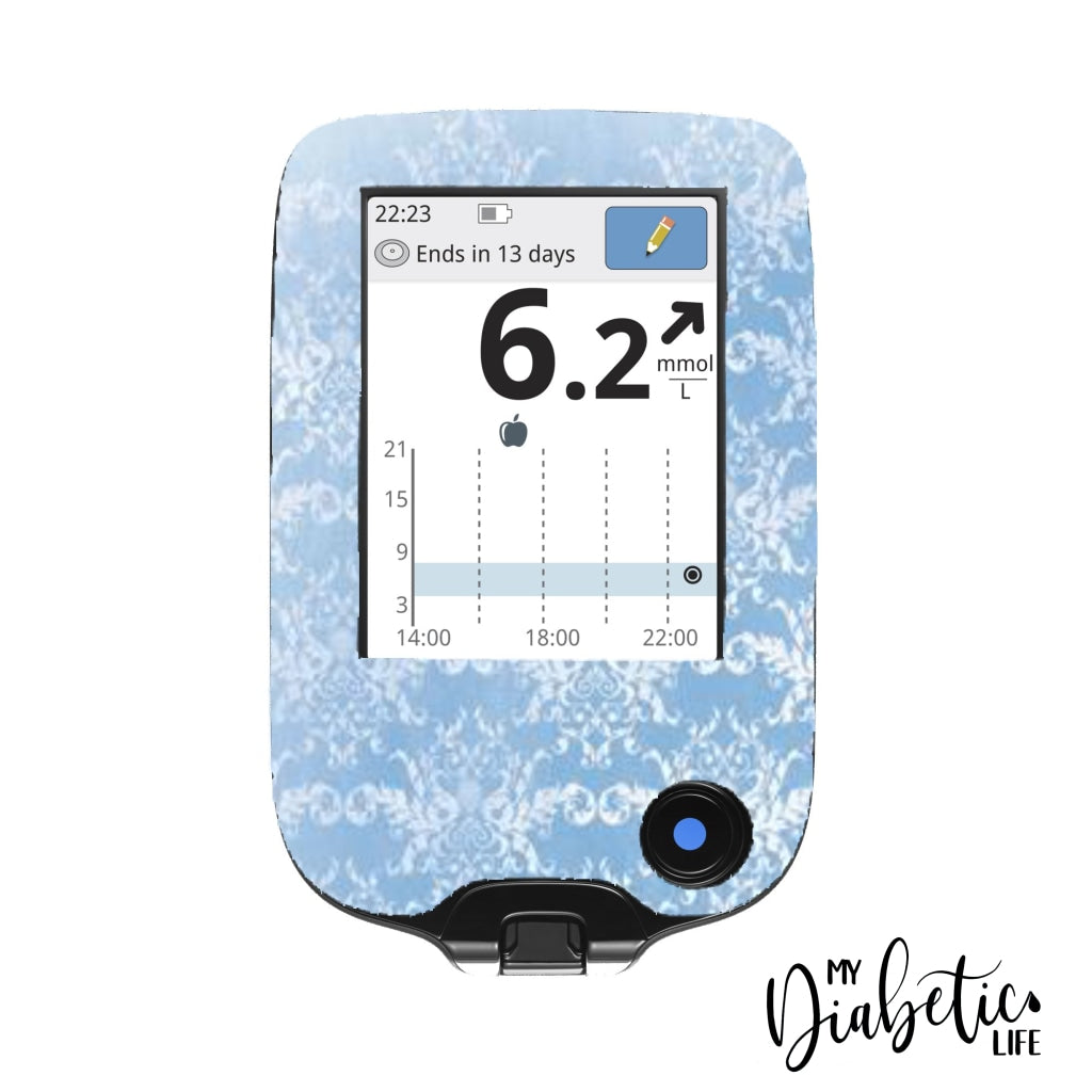Light Blue Damask - Freestyle Libre Peel, skin and Decal, glucose meter sticker - MyDiabeticLife