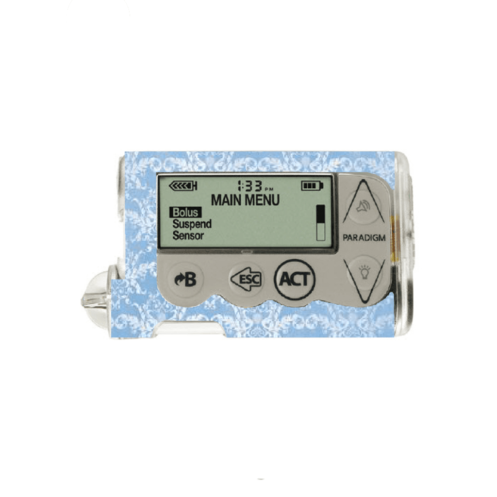 Light Blue Damask - Medtronic Paradigm Series 5, skin and Decal, insulin pump sticker - MyDiabeticLife