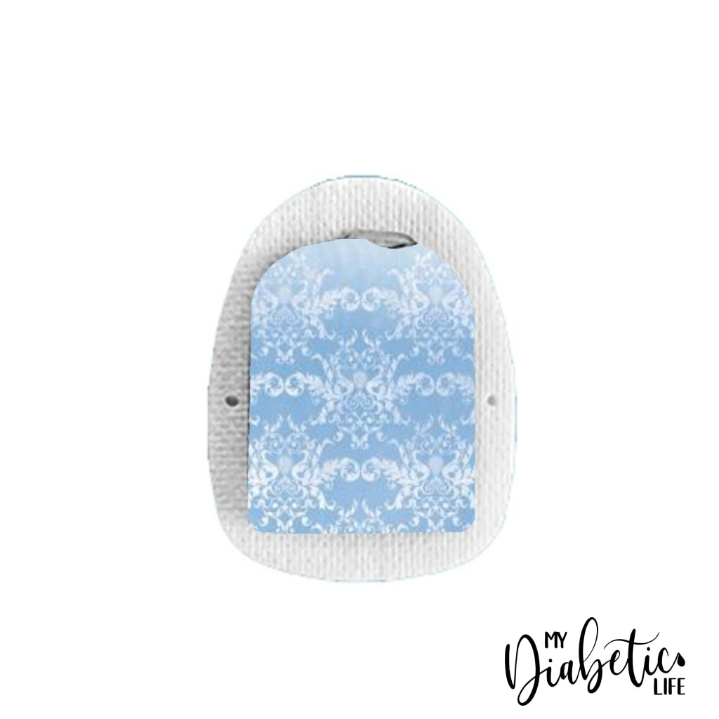 Light Blue Damask - Omnipod Peel, skin and Decal, insulin pump sticker - MyDiabeticLife