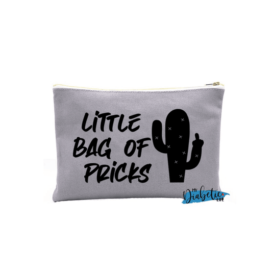 Little Bag Of Pricks - Diabetes Carry Bag Diabetic Accessories Storage For Medication Light Grey
