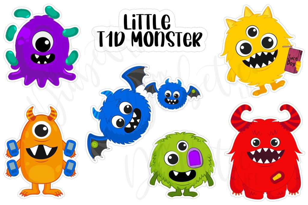 Little T1D Monster - 6 X 4 Sticker Sheet Stickers
