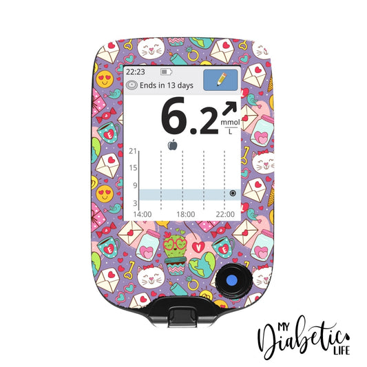 Lovers - Freestyle Libre + Sensor Peel Skin And Decal Glucose Meter Sticker Freestyle