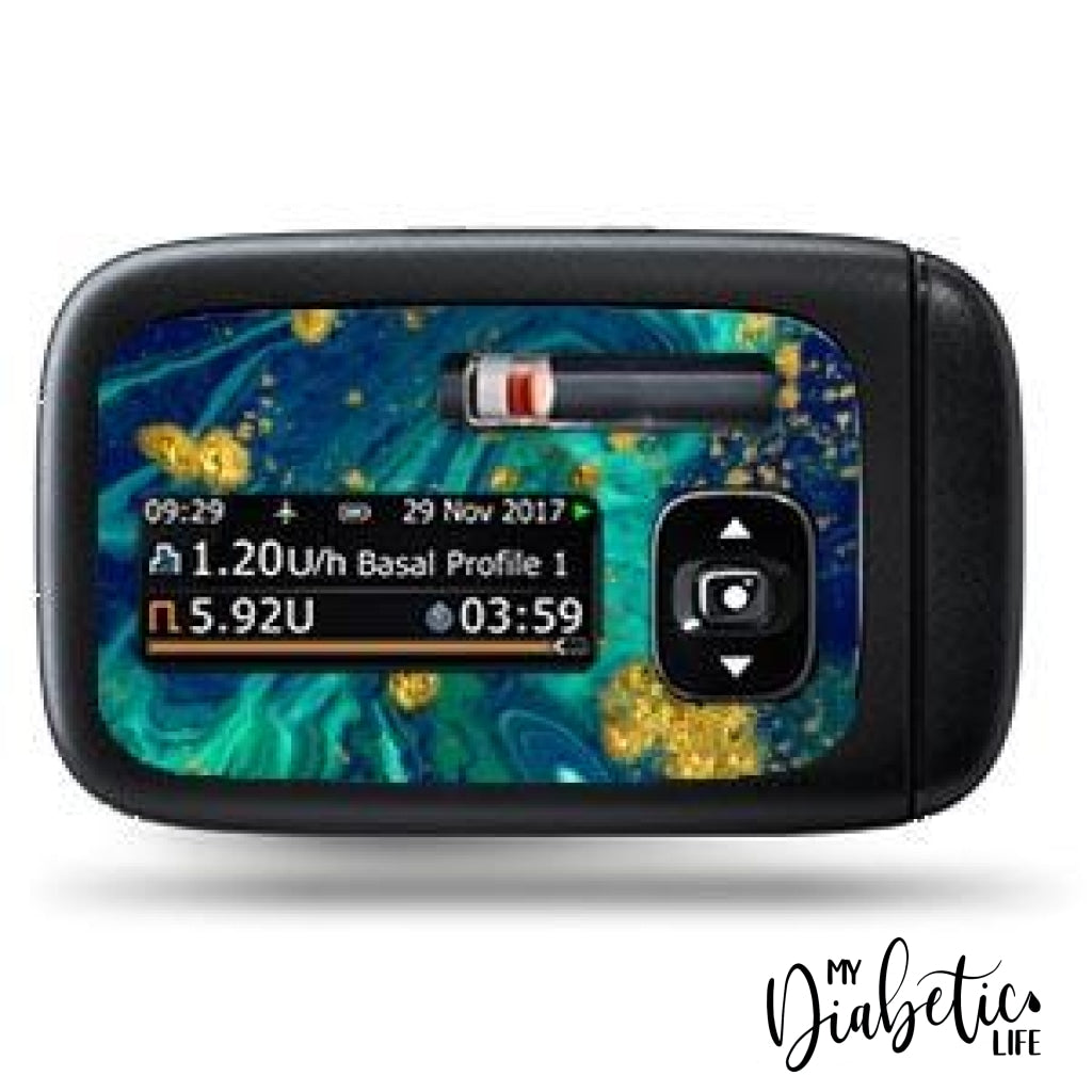 Marble And Gold Dust - Accu-Chek Insight Peel Skin Decal Insulin Pump Sticker Accu-Chek