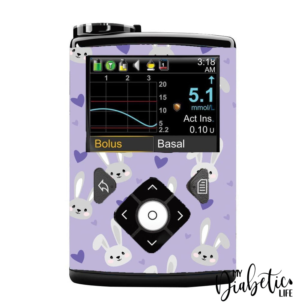 Mauve Rabbit! - Medtronic Pump (630/640/670/770) Sticker Full Cover W/Clip 630/640/670