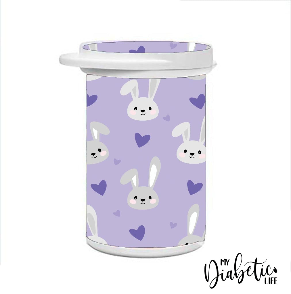Mauve Rabbit! - Test Strip Canister Sticker Fits Contour Next Freestyle Lite Glucokey Rightest Gs700