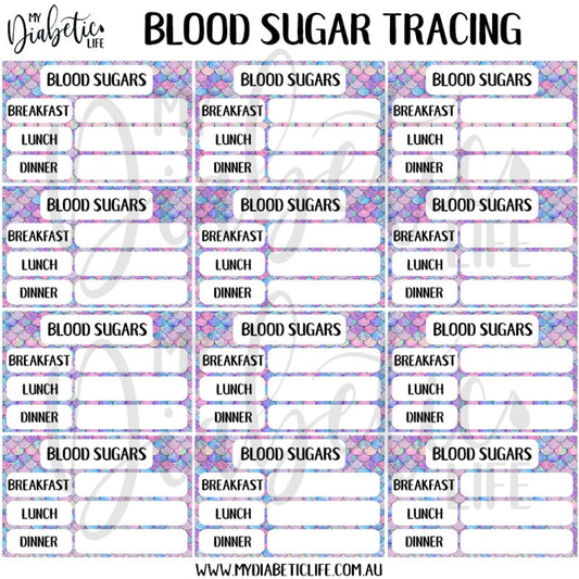 Mermaid Tails - 12 Blood Sugar Trackers For Planners Stickers