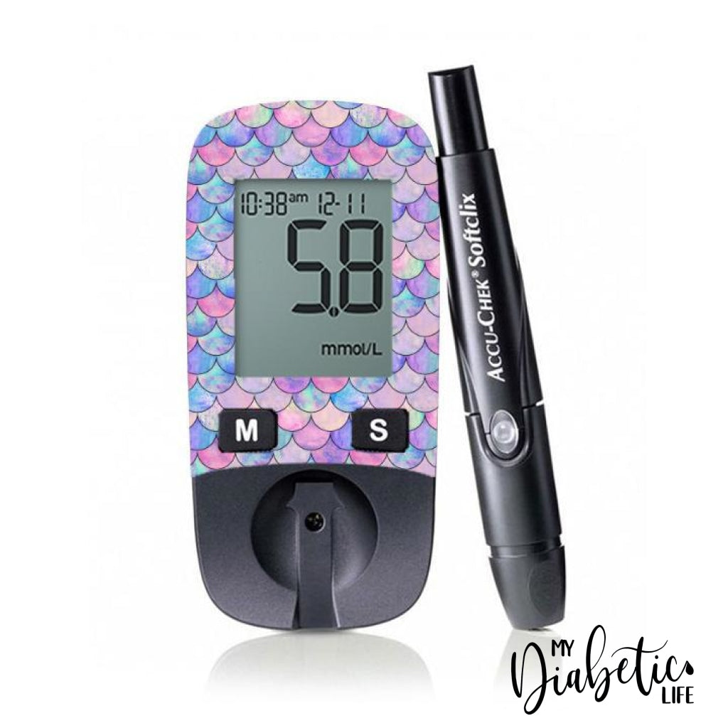 Mermaid Tails - Accu-chek Active Peel, skin and Decal, glucose meter sticker - MyDiabeticLife