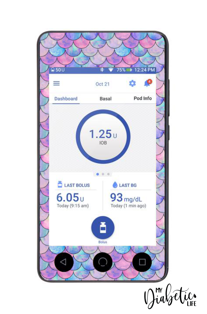 Mermaid Tails - Omnipod Dash, skin and Decal, glucose meter sticker - MyDiabeticLife