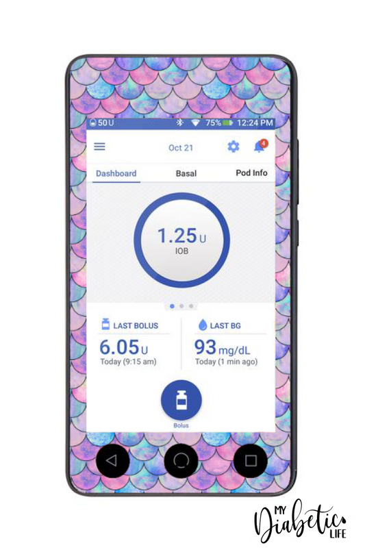 Mermaid Tails - Omnipod Dash, skin and Decal, glucose meter sticker - MyDiabeticLife