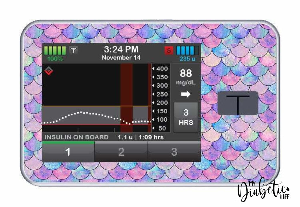 Mermaid Tails - Tandem Tslim x2 Pump Peel, skin and Decal, insulin pump sticker - MyDiabeticLife
