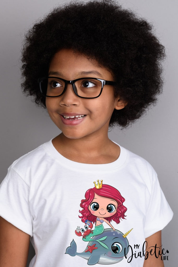 Mermaid With Diabetes Gear - Kids Unisex T-Shirt 0 / White Glucose Meter + Freestyle Shirts