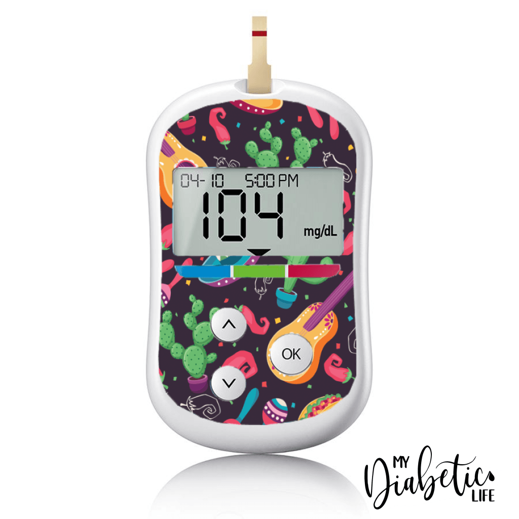Mexican Fiesta Taco Tuesday - One Touch Verio Flex Peel, skin and Decal, glucose meter sticker - MyDiabeticLife