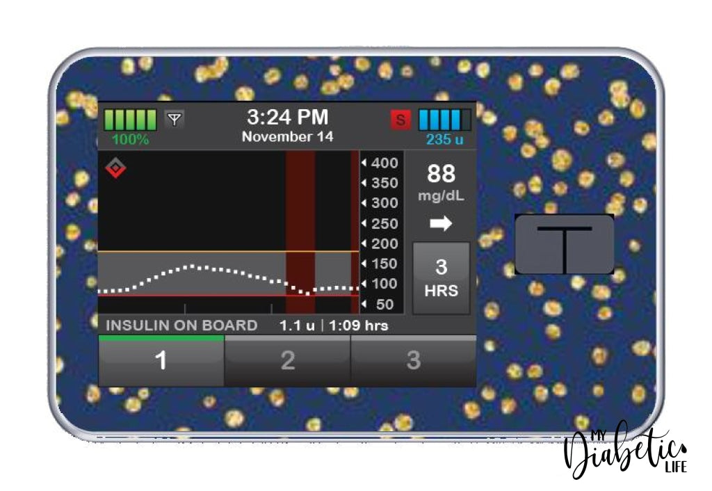 Midnight Stars - Tandem Tslim x2 Pump Peel, skin and Decal, insulin pump sticker - MyDiabeticLife