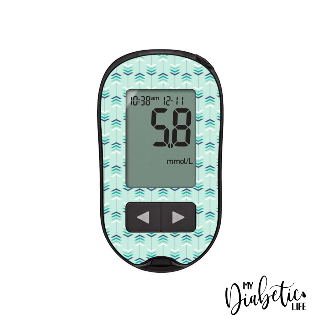 Mint Arrows - Accu-chek Performa Peel, skin and Decal, glucose meter sticker - MyDiabeticLife