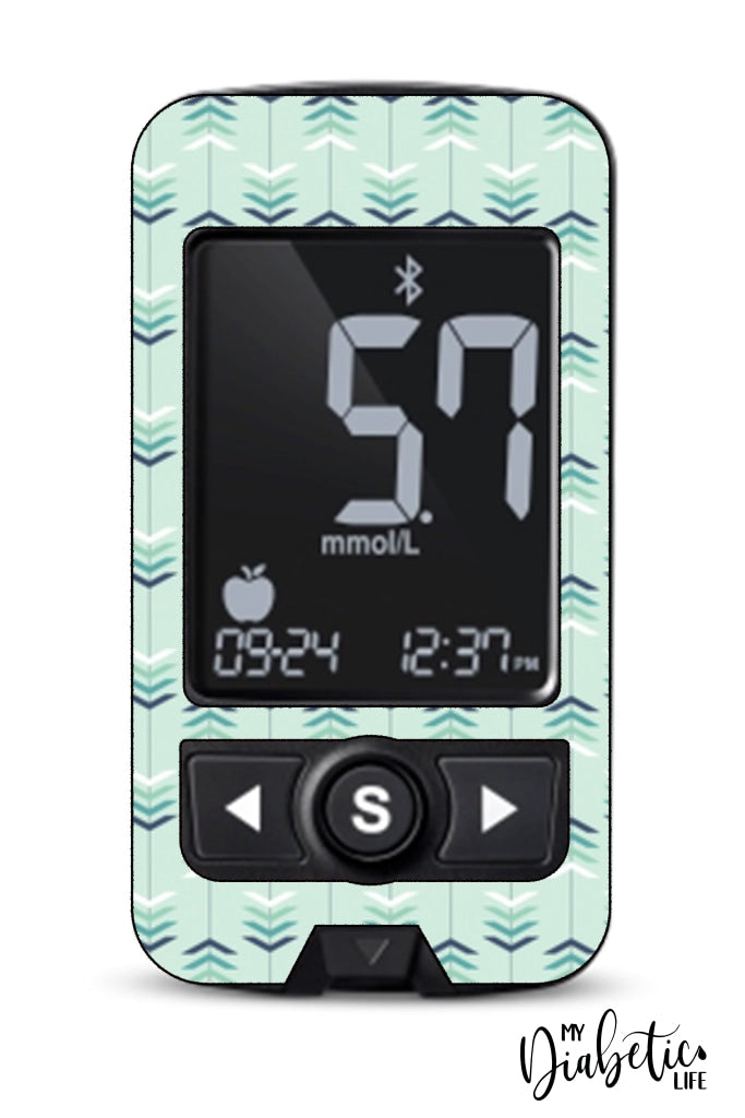 Mint Arrows - Caresens N Premier, skin and Decal, glucose meter sticker - MyDiabeticLife